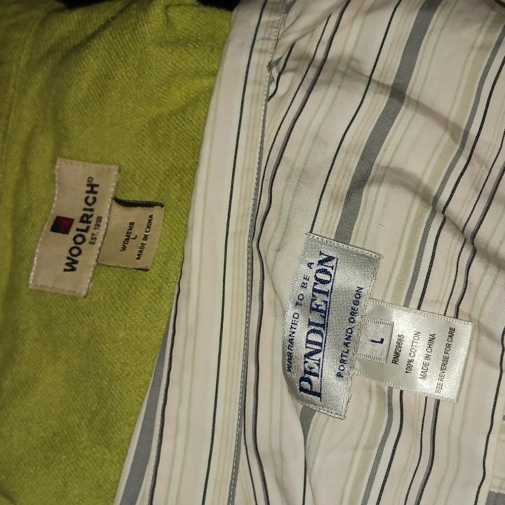 2#Nwots#Pendleton Pink and Gray Cotton Shirt#FREE Woolrich Shirt